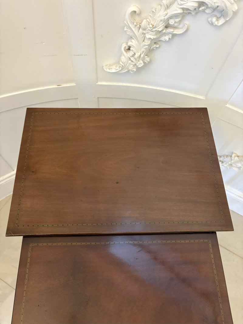 Antique Edwardian Mahogany Quartetto Nest of Tables with Satinwood Inlay - Image 10